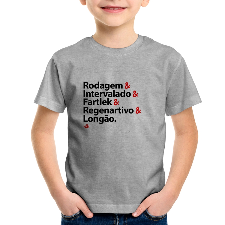 Camiseta Infantil Treinos de Corrida - Cinza