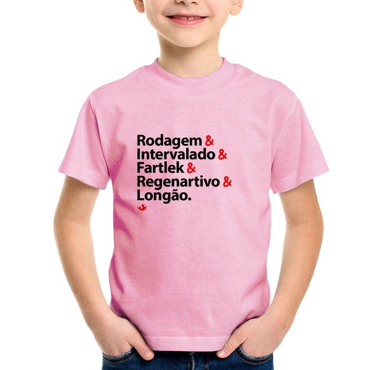 Camiseta Infantil Treinos de Corrida - Rosa Bebê