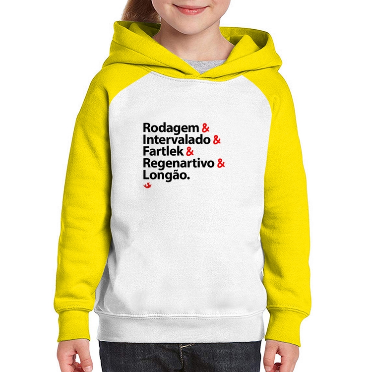 Moletom Infantil Treinos de Corrida - Branco/Amarelo