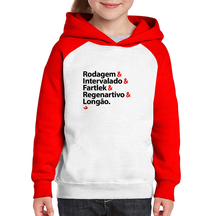 Moletom Infantil Treinos de Corrida - Branco/Vermelho
