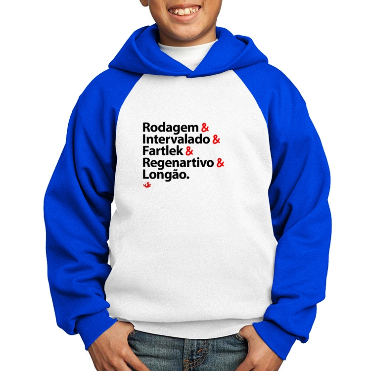 Moletom Infantil Treinos de Corrida - Branco/Azul