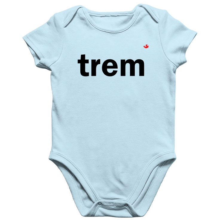 Body Bebê Algodão Trem - Azul Bebê