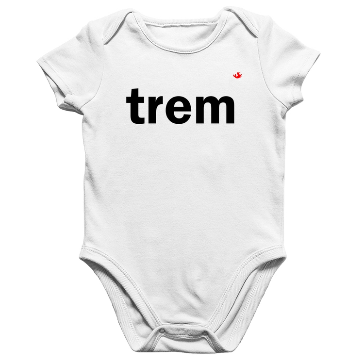 Body Bebê Algodão Trem - Branco
