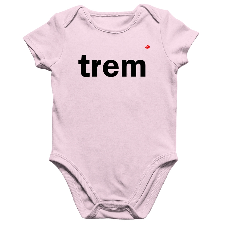 Body Bebê Algodão Trem - Rosa Bebê