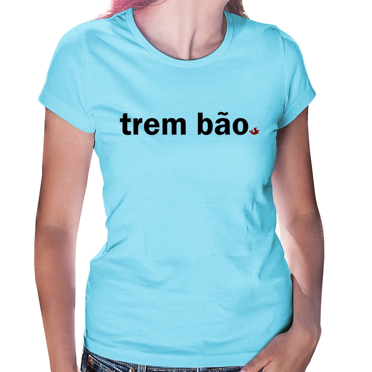 Baby Look Trem bão - Azul Bebê