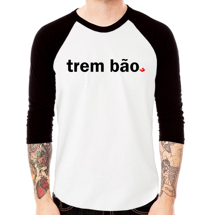 Camiseta Raglan Trem bão Manga 3/4