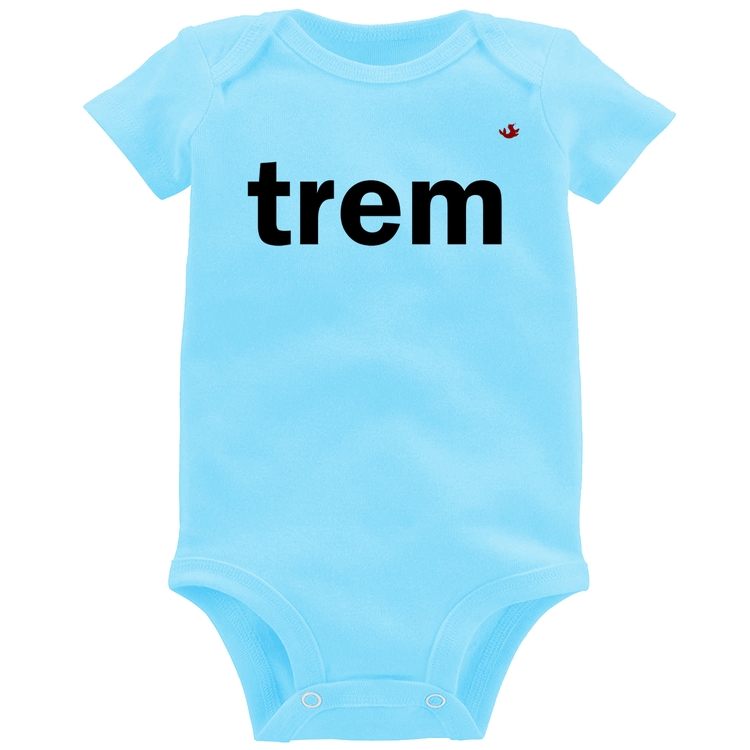 Body Bebê Trem - Azul Bebê