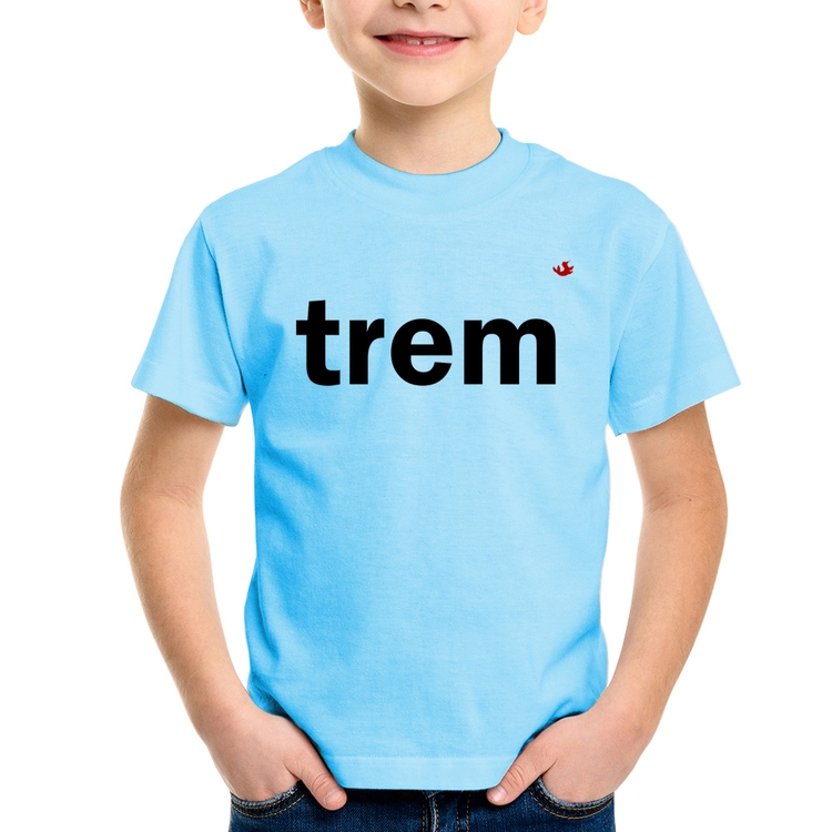 Camiseta Infantil Trem - Azul Bebê