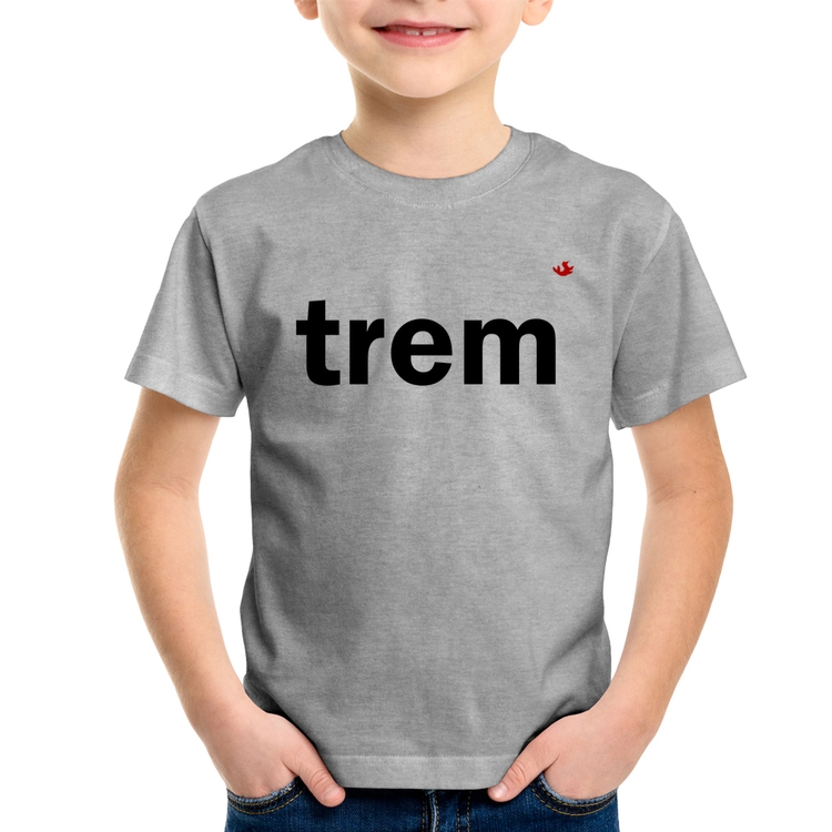Camiseta Infantil Trem - Cinza