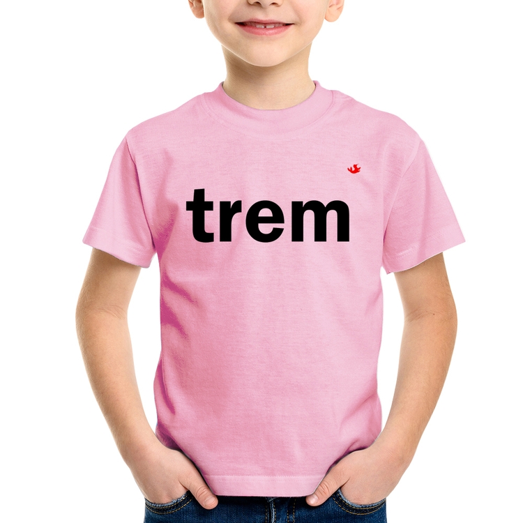 Camiseta Infantil Trem - Rosa Bebê