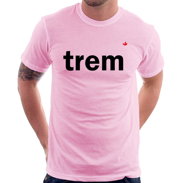 Camiseta Trem - Rosa Bebê