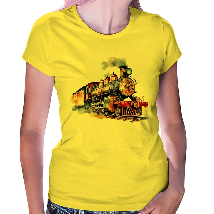 Baby Look Trem Watercolor - Amarela