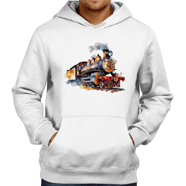 Moletom Trem Watercolor - Branco