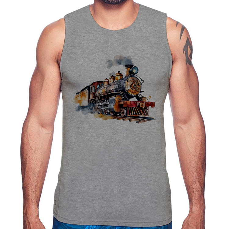 Regata Trem Watercolor - Cinza