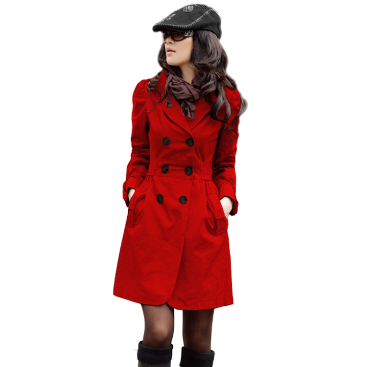 Casaco Trench Coat Feminino Vermelho