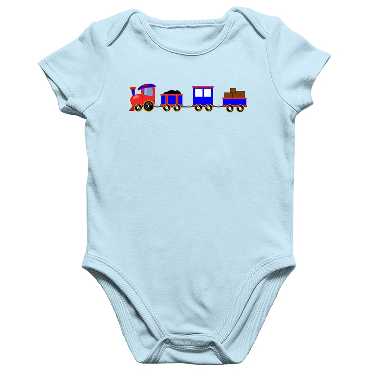Body Bebê Algodão Trenzinho Azul - Azul Bebê
