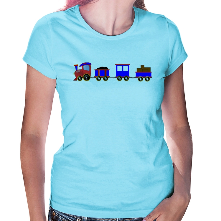 Baby Look Trenzinho Azul - Azul Bebê