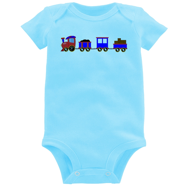 Body Bebê Trenzinho Azul - Azul Bebê
