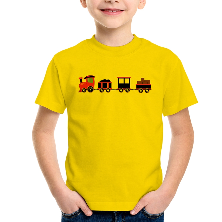 Camiseta Infantil Trenzinho Azul - Amarela