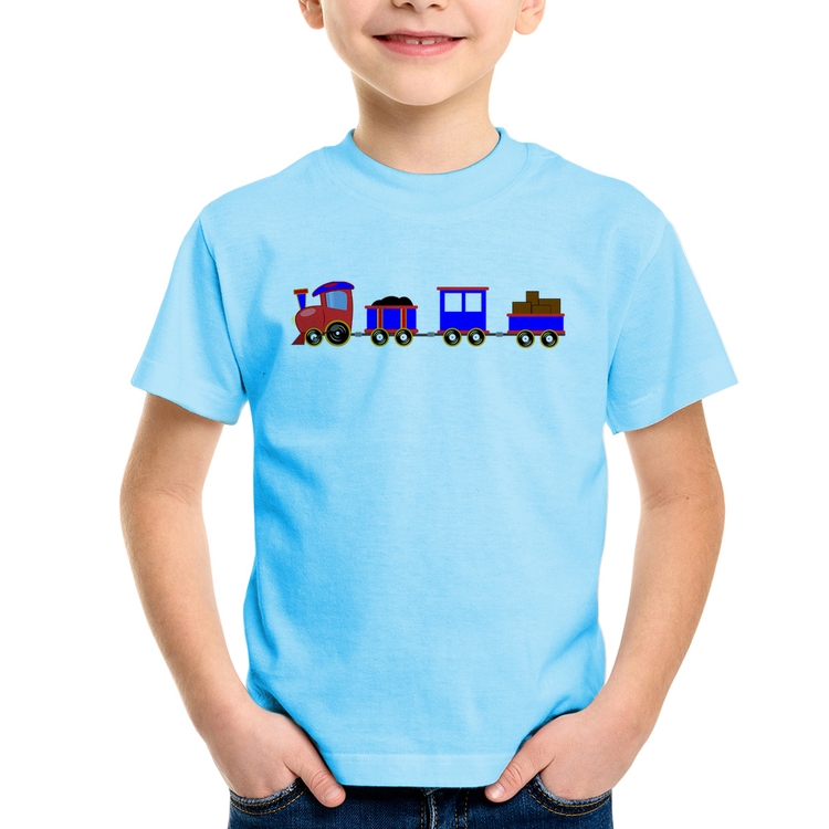 Camiseta Infantil Trenzinho Azul - Azul Bebê