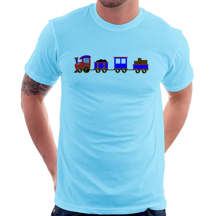 Camiseta Trenzinho Azul - Azul Bebê