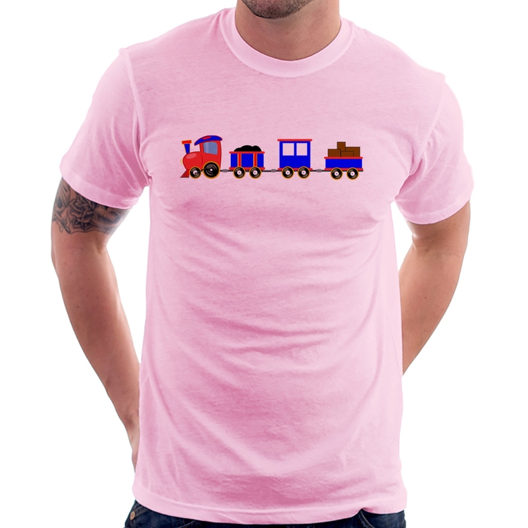 Camiseta Trenzinho Azul - Rosa Bebê