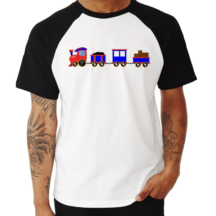 Camiseta Raglan Trenzinho Azul
