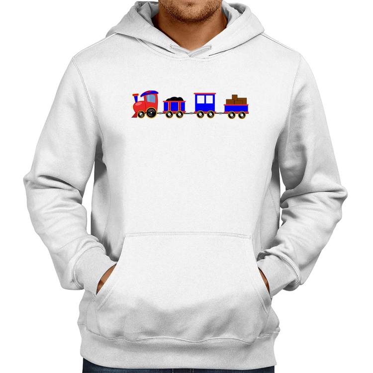 Moletom Trenzinho Azul - Branco