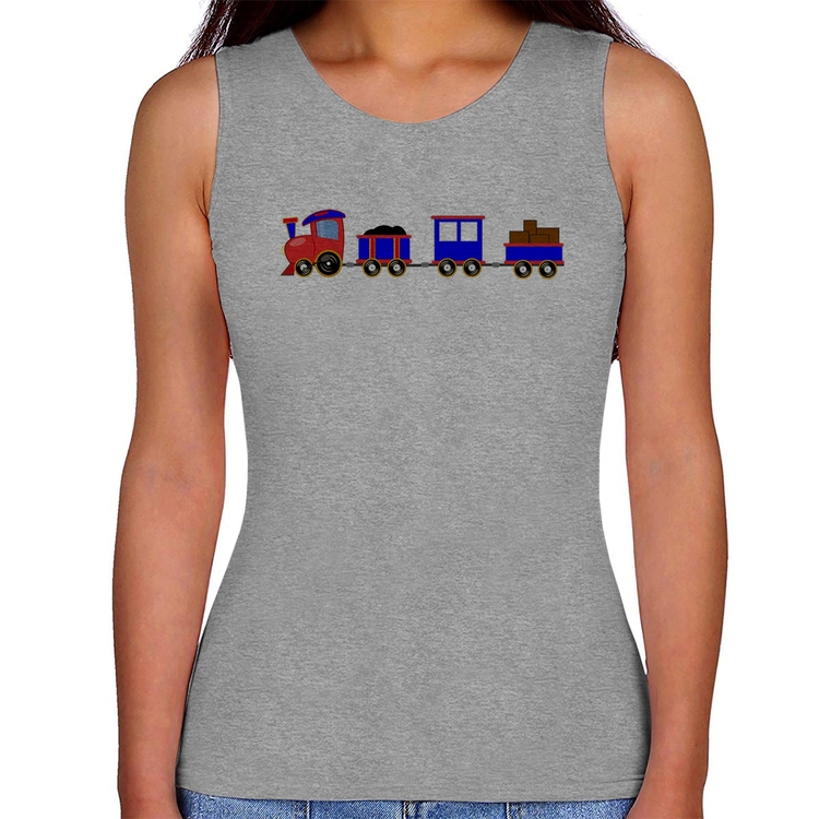 Regata Feminina Trenzinho Azul - Cinza