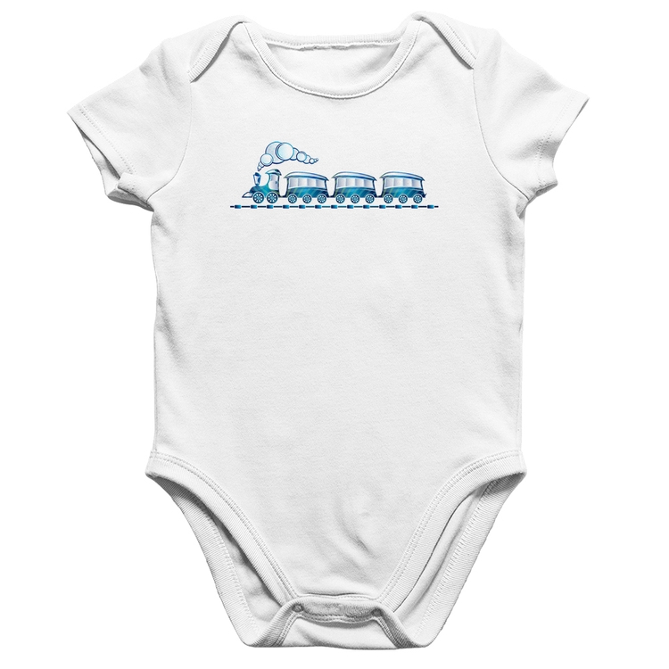 Body Bebê Algodão Trenzinho Brinquedo - Branco