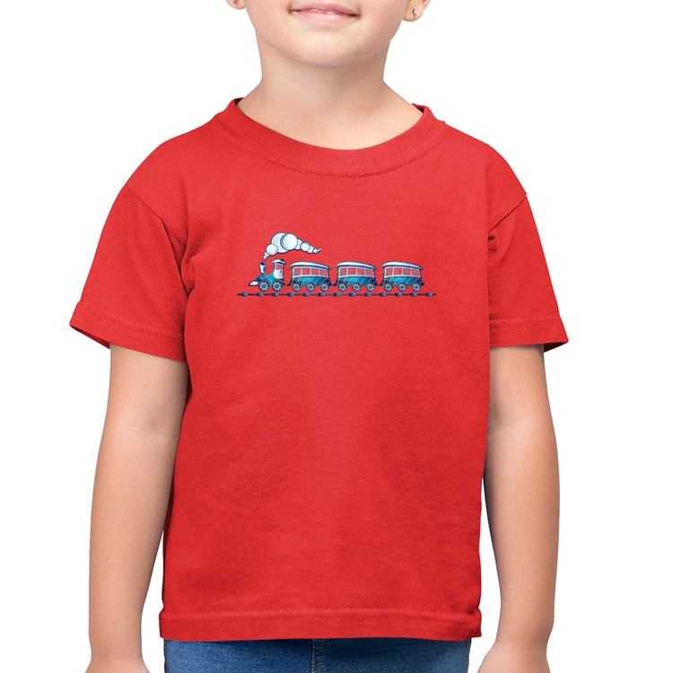 Camiseta Algodão Infantil Trenzinho Brinquedo - Vermelha