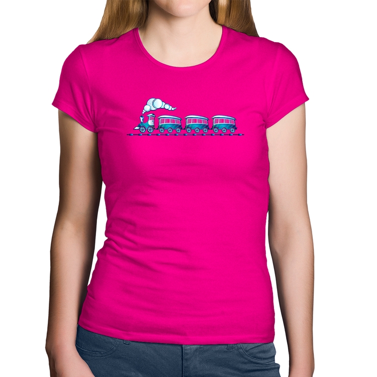 Baby Look Algodão Trenzinho Brinquedo - Rosa