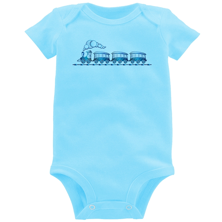 Body Bebê Trenzinho Brinquedo - Azul Bebê