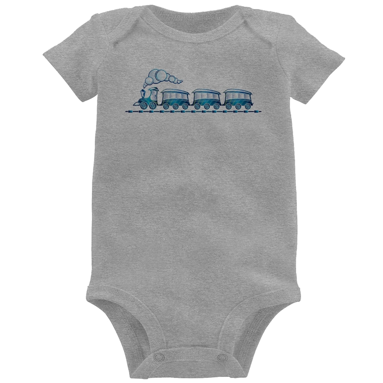 Body Bebê Trenzinho Brinquedo - Cinza