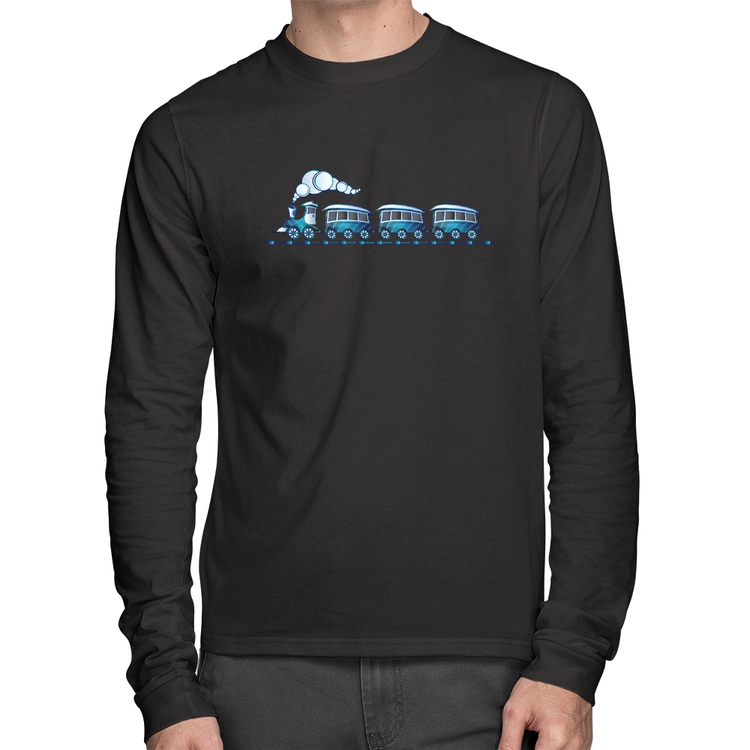 Camiseta Algodão Trenzinho Brinquedo Manga Longa