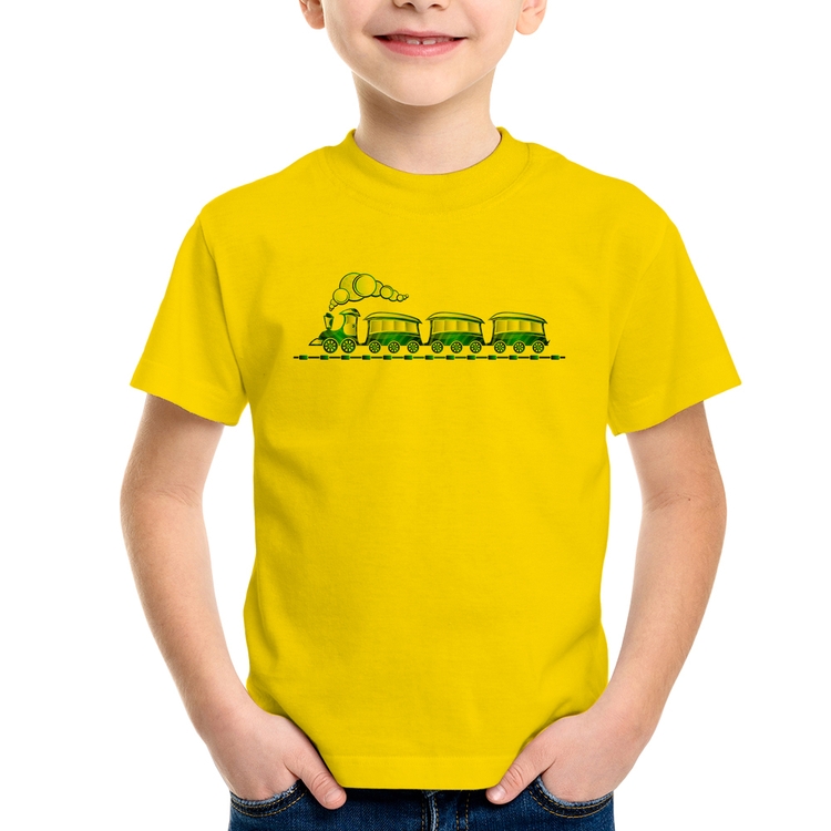 Camiseta Infantil Trenzinho Brinquedo - Amarela