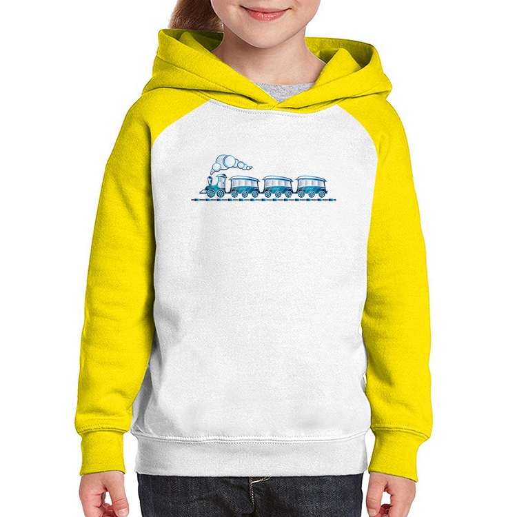 Moletom Infantil Trenzinho Brinquedo - Branco/Amarelo