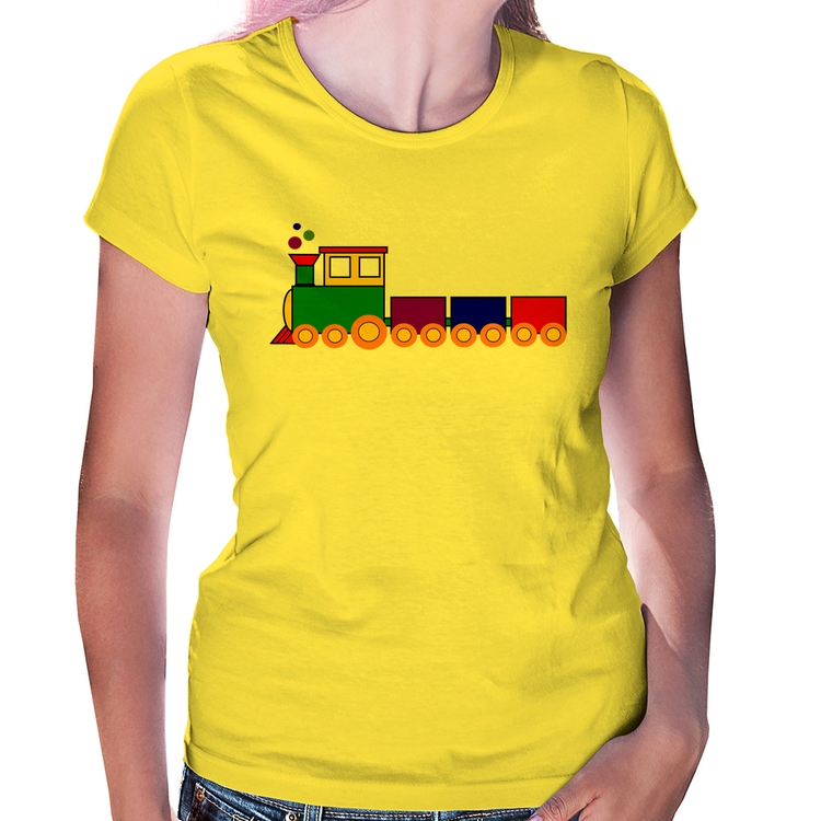 Baby Look Trenzinho Colorido - Amarela