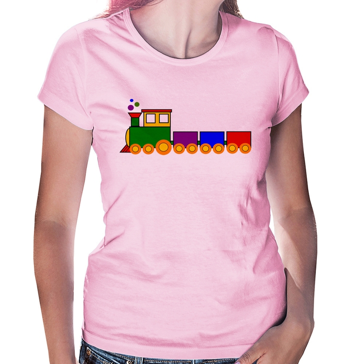 Baby Look Trenzinho Colorido - Rosa Bebê