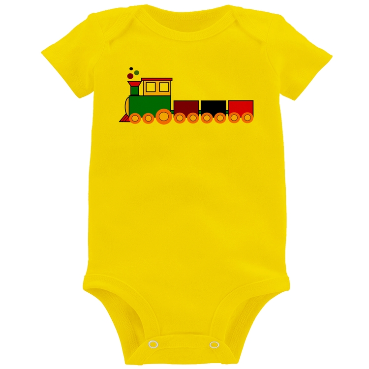 Body Bebê Trenzinho Colorido - Amarelo