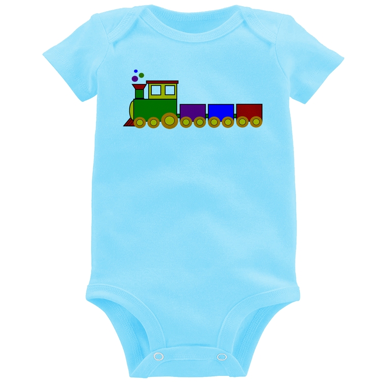 Body Bebê Trenzinho Colorido - Azul Bebê