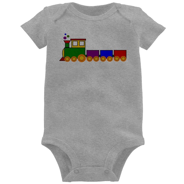Body Bebê Trenzinho Colorido - Cinza