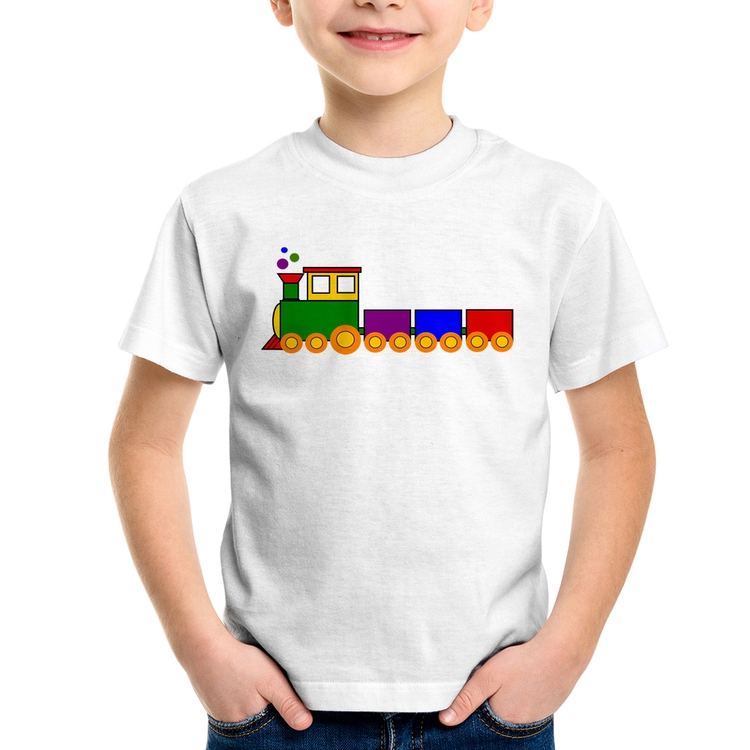 Camiseta Infantil Trenzinho Colorido