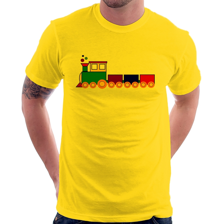 Camiseta Trenzinho Colorido - Amarela