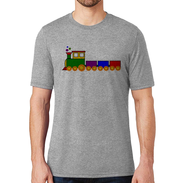 Camiseta Trenzinho Colorido - Cinza