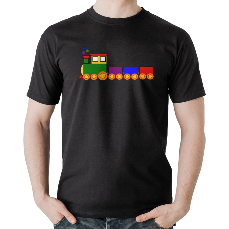 Camiseta Algodão Trenzinho Colorido