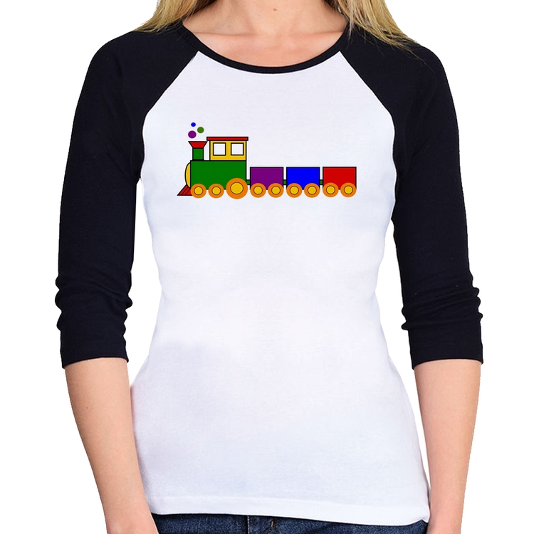 Baby Look Raglan Trenzinho Colorido Manga 3/4