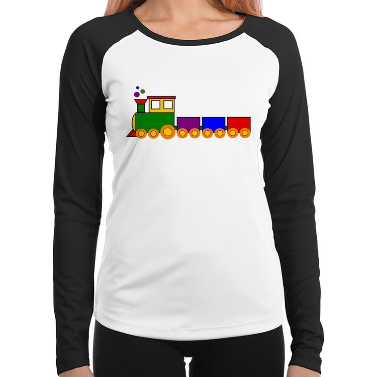 Baby Look Raglan Trenzinho Colorido Manga Longa