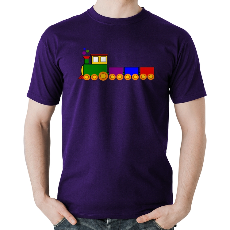Camiseta Algodão Trenzinho Colorido - Roxa