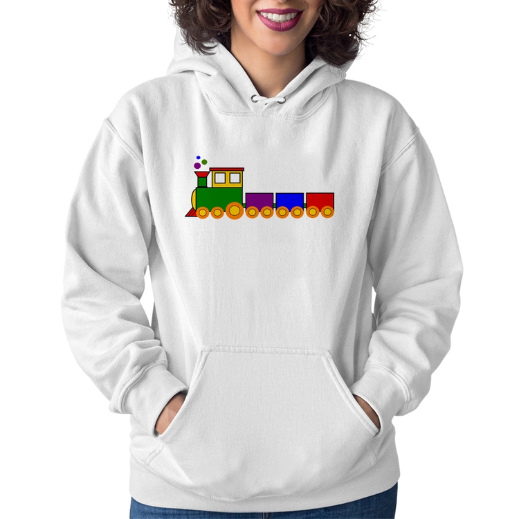 Moletom Feminino Trenzinho Colorido - Branco